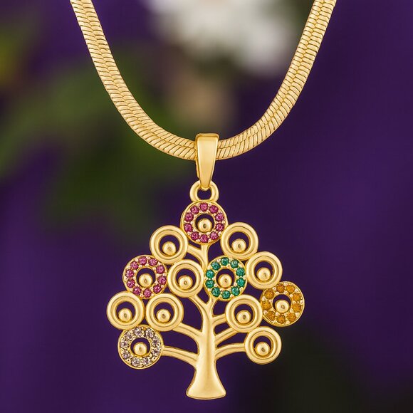 🆕️Tree Of Life Pendant Necklace 18K Gold Plated Stainless Steel Dainty Jewelry - Picture 1 of 10